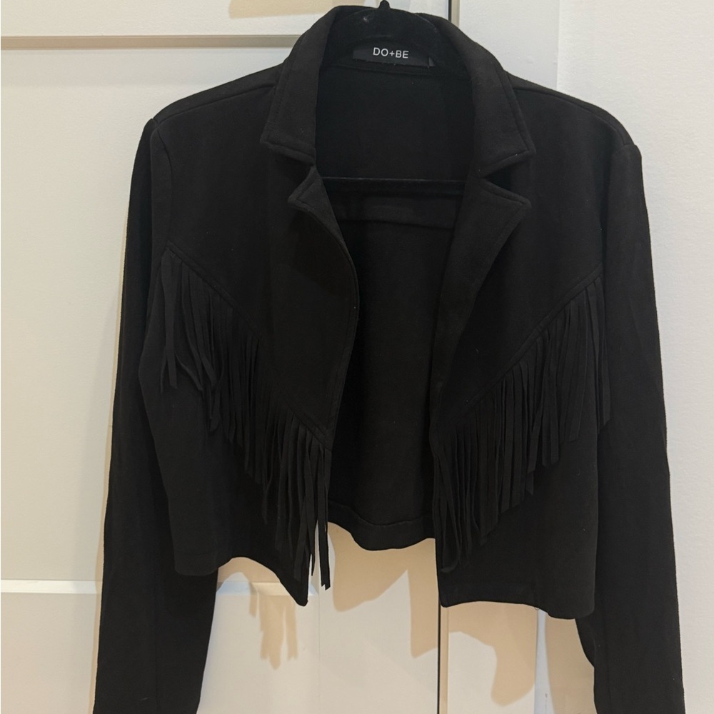 DO+BE Black Fringe Blazer, Size Small